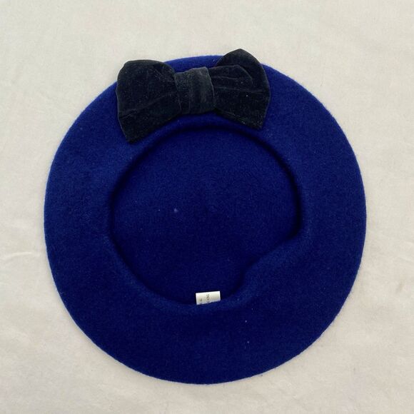 Vintage Beret 100% Wool Bow OSFM - Picture 2 of 7
